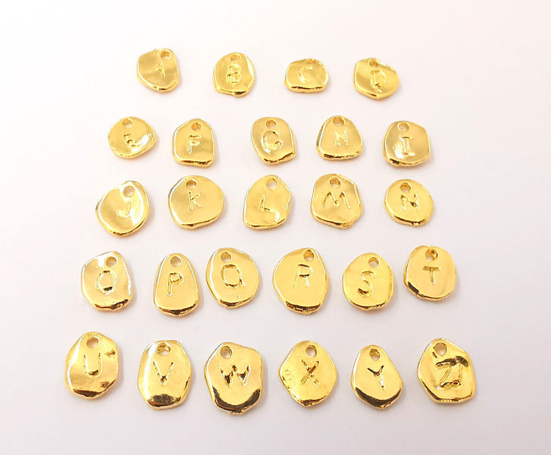 Initial letter charm,Personalized Initial, Add on letter, Add on initial, 24K Shiny gold plated initial charm, Alphabet Charms 10x7mm G23527