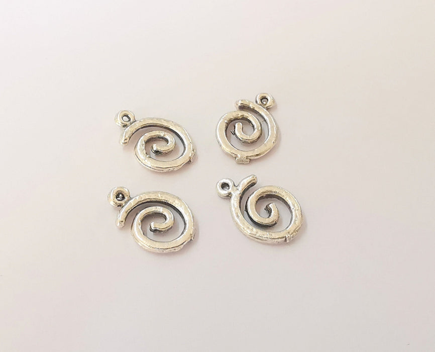 10 Spiral charms Antique silver plated brass charms (14x10mm) G23840