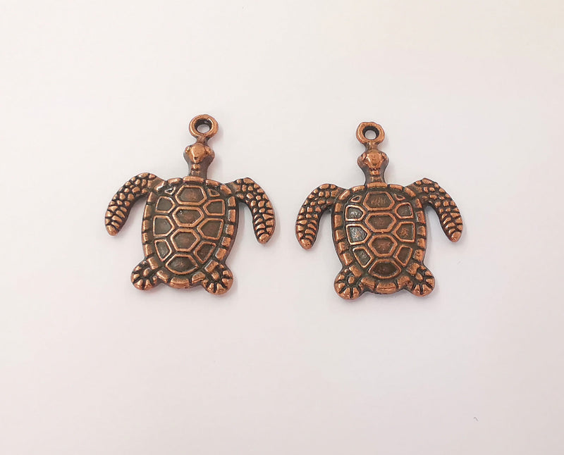 2 Sea Turtle charms Antique copper plated charms (33x28mm)  G23848