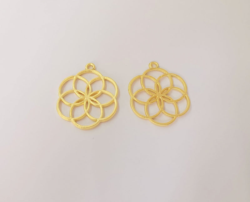 2 Circles charms Gold plated charms (30x24mm) G23852