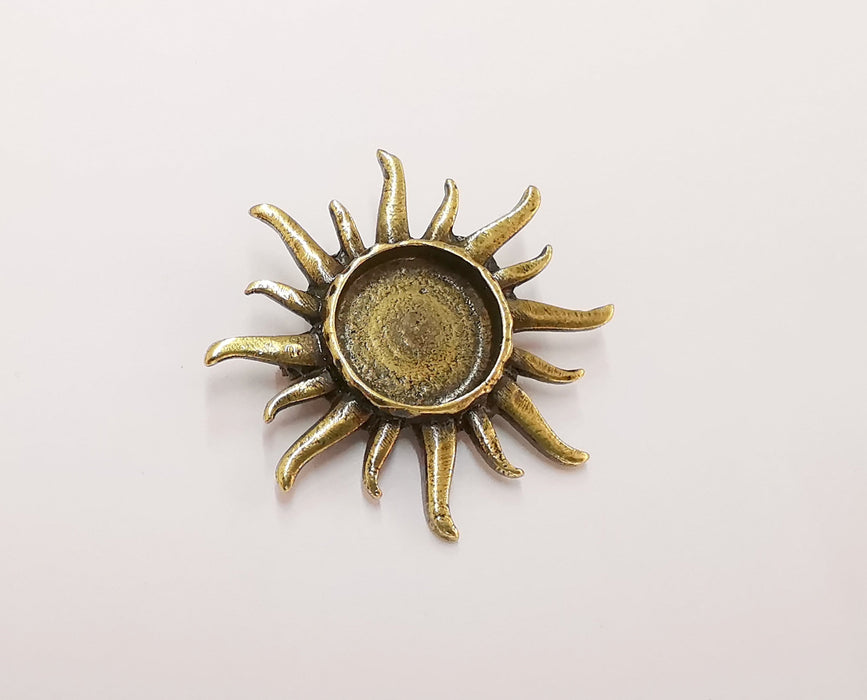 Sun brooch holders pin Brooch blanks Brooch bezel Antique bronze plated brooch pin Findings  (16mm Bezel size)  G23539