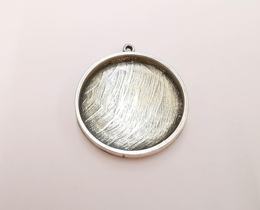 Pendant blank bezel Resin bezel Mosaic mountings Antique silver plated Pendant  (49x43mm)( 40 mm Bezel Inner Size)  G23542