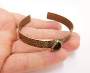 Bracelet blank resin Cuff dry flower inlay blank Cuff bezel Glass cabochon base hammered Adjustable antique bronze (10x8mm ) G23543
