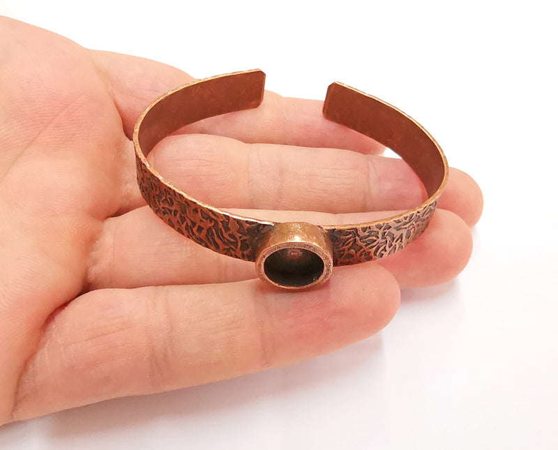 Bracelet blank Resin cuff Dry flower inlay blank Cuff bezel Glass cabochon base Textured adjustable Antique copper (10mm ) G23544