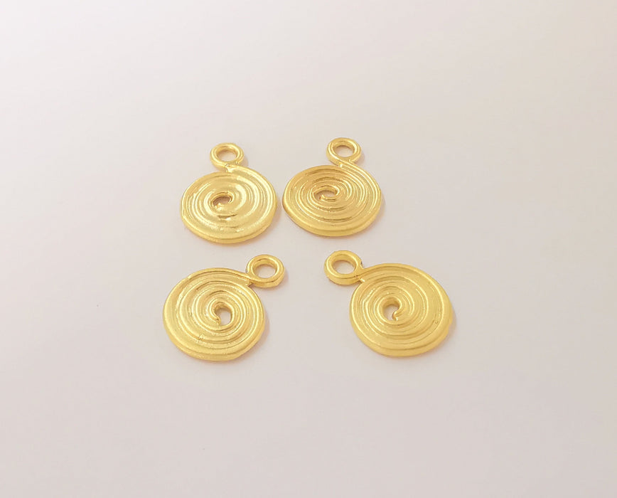 5 Spiral round charms Gold plated charms (18x13mm)  G23854