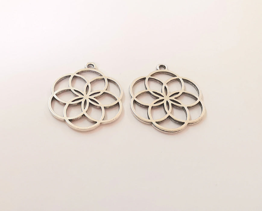 4 Circles charms Antique silver plated charms (30x24mm) G23857