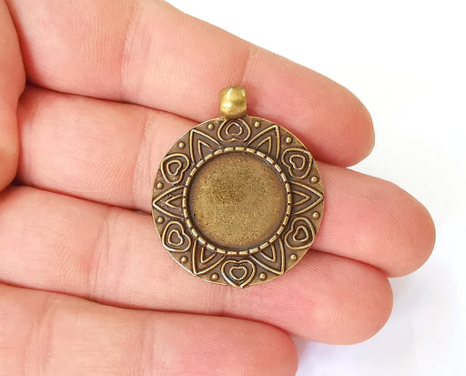 Heart pendant blank bezel Resin bezel Mosaic mountings Antique bronze plated pendant (36x31mm)( 17 mm Bezel Inner Size)  G23554