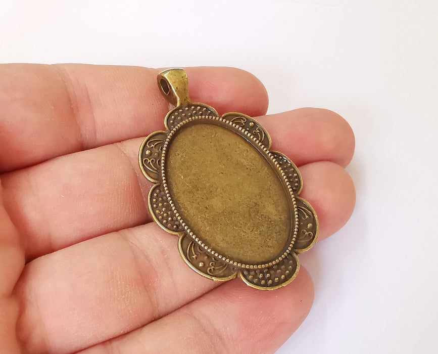 Pendant blank bezel Resin bezel Mosaic mountings Antique bronze plated pendant (54x35mm)( 34x24 mm Bezel Inner Size)  G23555