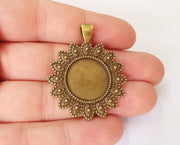 Flowers pendant blank bezel Resin bezel Mosaic mountings Antique bronze plated pendant (45x36mm)( 19 mm Bezel Inner Size)  G23556