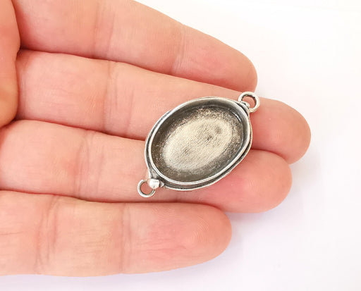 Silver Pendant Blank Connector Mosaic Base Blank inlay Blank Necklace Blank Resin Blank Antique Silver Plated Brass (25x18mm blank )  G23560