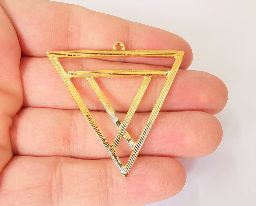Triangle charms 24k Shiny gold plated charms (52x50mm)  G23562