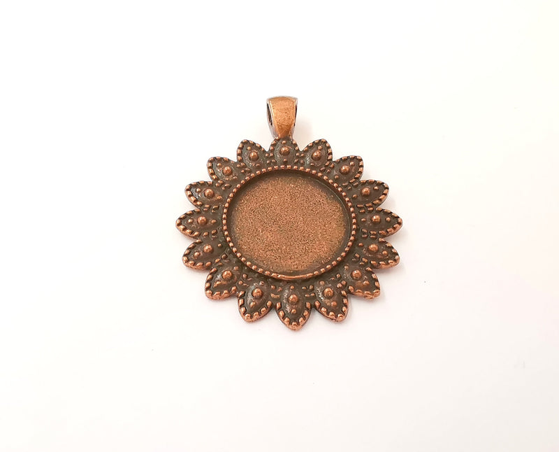 2 Leaves frame pendant blank Antique copper plated pendant (44x36mm) (19mm Blank Size)  G23570