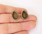 Earring blank backs base setting Hammered resin blank Cabochon base inlay mounting Antique bronze plated (14x10mm) 1pair G23573