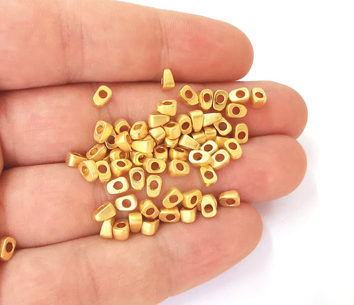 10 Gold plated beads Gold plated brass charms (5x3mm)  G23869