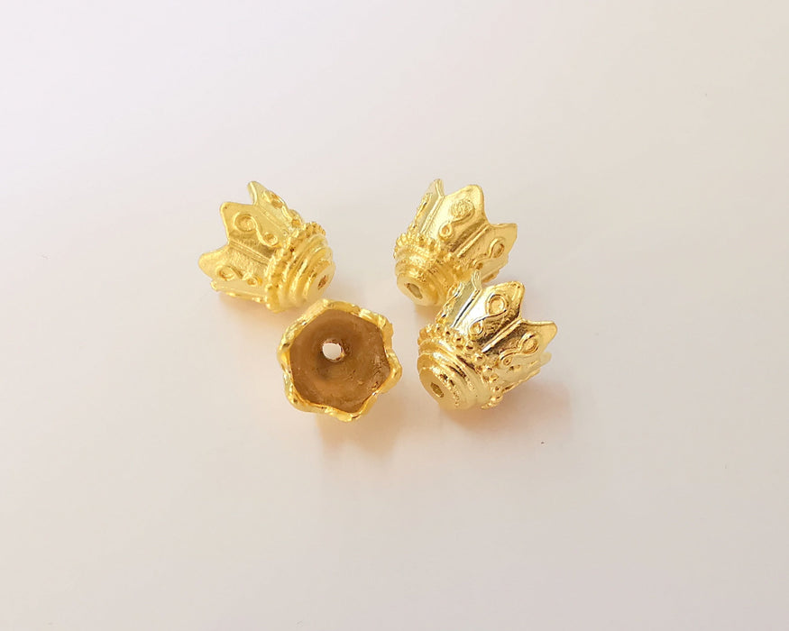 2 Gold cone caps findings Gold plated brass findings (12x12mm)  G23871