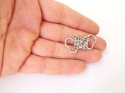 4 Silver charms connector Antique silver plated charms (35x19mm)  G23589