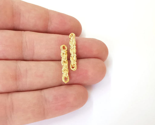 4 Chain shape connector charms Gold plated brass charms (24x4mm)  G23874