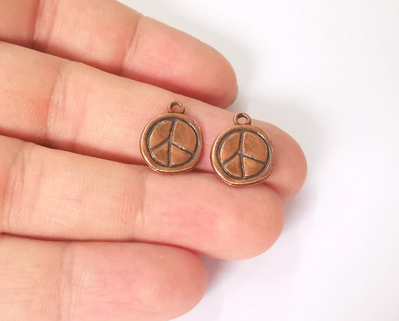 10 Peace charms Antique copper plated charms (16x13mm)  G23598