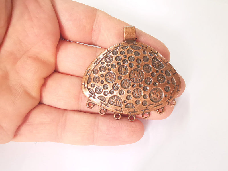 Cambered antique copper pendant connector Antique copper plated pendant necklace connector (56x54mm) G23606