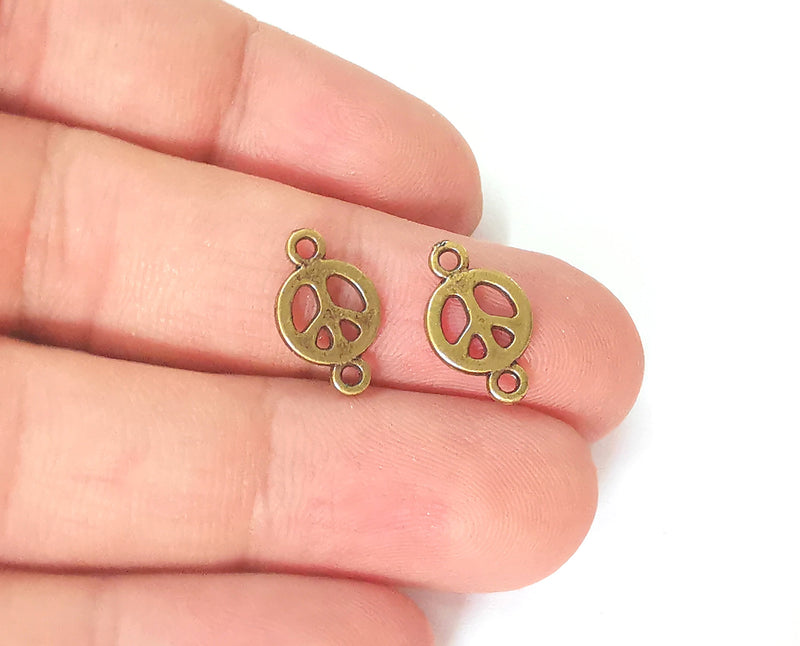 20 Peace charms connector Antique bronze plated charms (15x9mm)  G23610