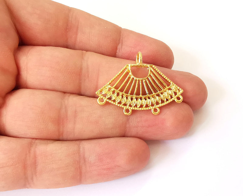 2 Gold charms connector Gold plated brass charms (36x27mm)  G23892