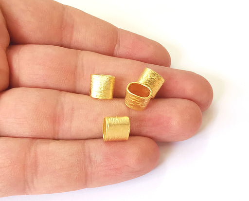 4 Gold tube beads Gold plated brass (9x8mm) G23899