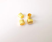 4 Gold tube beads Gold plated brass (9x8mm) G23899