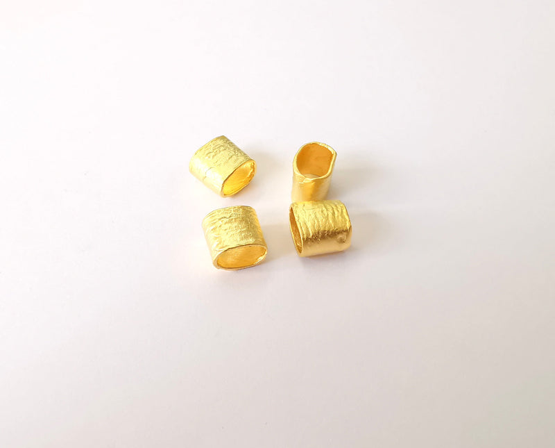 4 Gold tube beads Gold plated brass (9x8mm) G23899