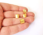 4 Gold tube beads Gold plated brass (9x8mm) G23899