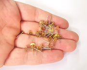 50 Earring Post Raw Brass Wire Blank Base (50 pcs - 25 pairs) Raw Brass (6mm blank) G23620