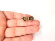 Earring blank backs base setting Hammered resin blank Cabochon base inlay mounting Antique bronze plated (10x8mm) 1pair G23631