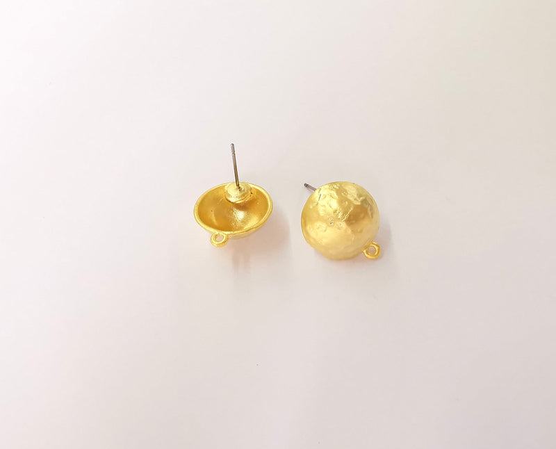 Earring posts Findings Gold plated brass earring setting (16mm) G23637