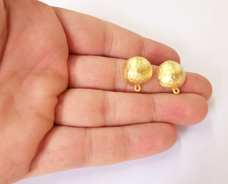 Earring posts Findings Gold plated brass earring setting (16mm) G23637