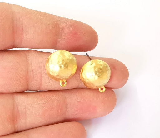 Earring posts Findings Gold plated brass earring setting (16mm) G23637