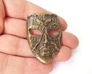 Face mask pendant middle connector Antique bronze plated pendant (53x37mm)  G23641