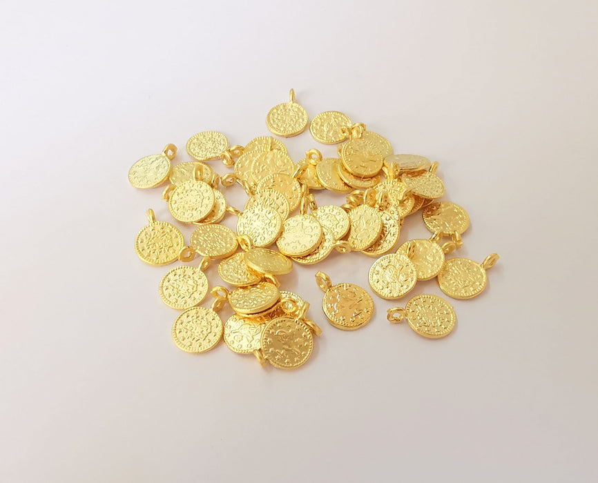 20 Coin charms (Double Sided) Gold plated charms (10x7mm)  G23912