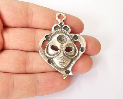 Mask charms Face Charms Antique silver plated charms (54x38mm)  G23654