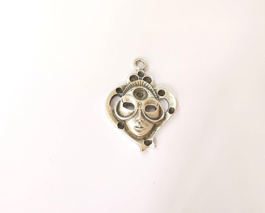 Mask charms Face Charms Antique silver plated charms (54x38mm)  G23654