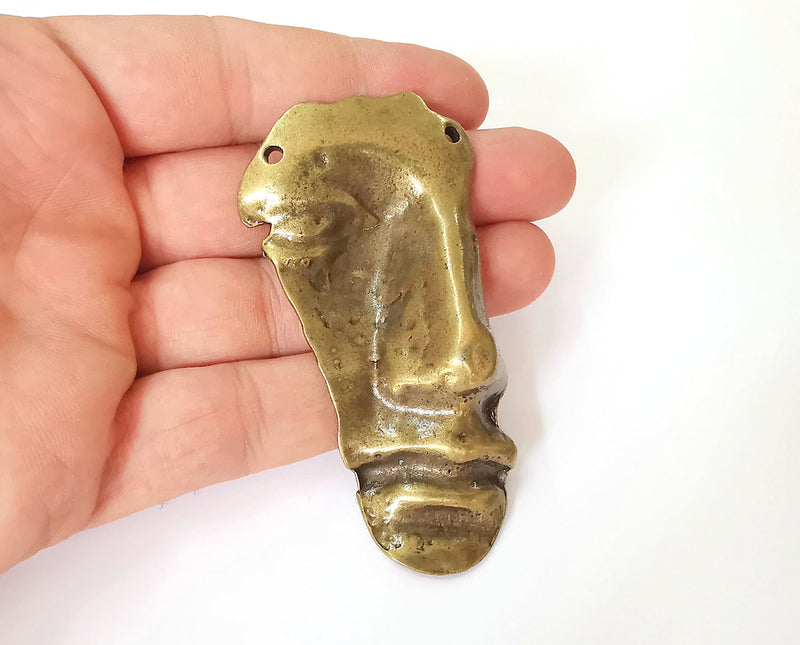 Face pendant middle connector Antique bronze plated pendant (82x42mm)  G23669