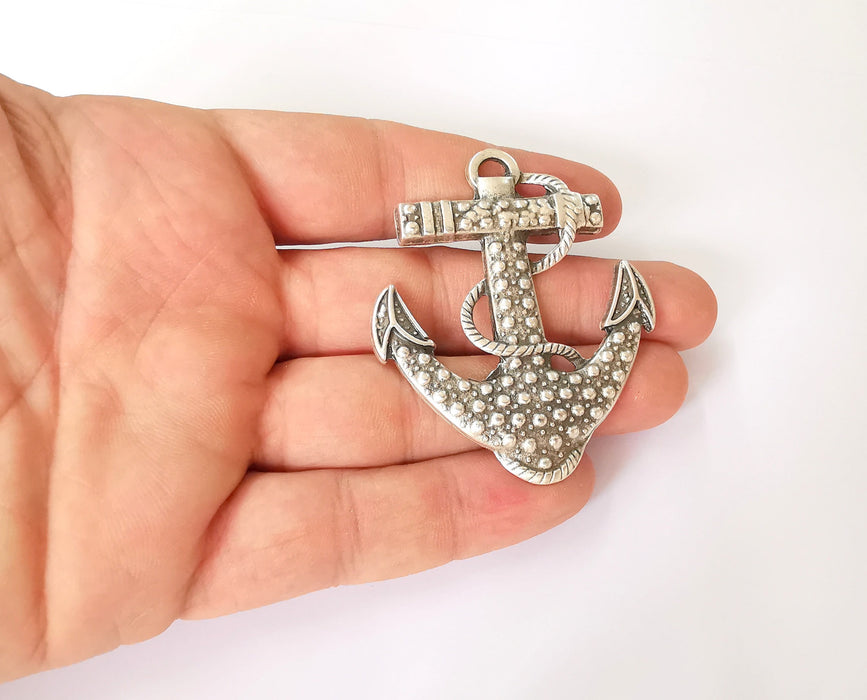 Anchor pendant Antique silver plated pendant (62x52mm) G23671