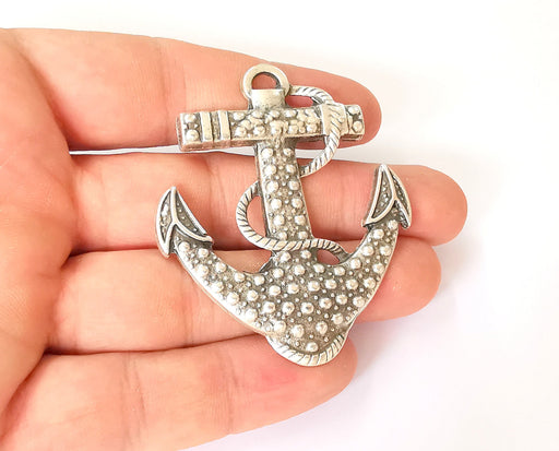 Anchor pendant Antique silver plated pendant (62x52mm) G23671