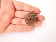 2 Flower charms Antique bronze plated charms (40x35mm) G23679