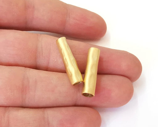 2 Hammered Tube Findings Gold Plated Brass Findings G23684