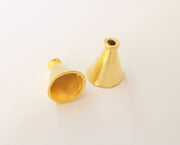 2 Gold cone caps findings Gold plated brass findings (17x14 mm)  G23685