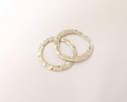 5 Silver circle connector Antique silver plated hammered round connector (34mm) G23687