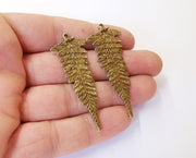 2 Fern leaf charms Antique bronze plated charms (57x22mm) G23920