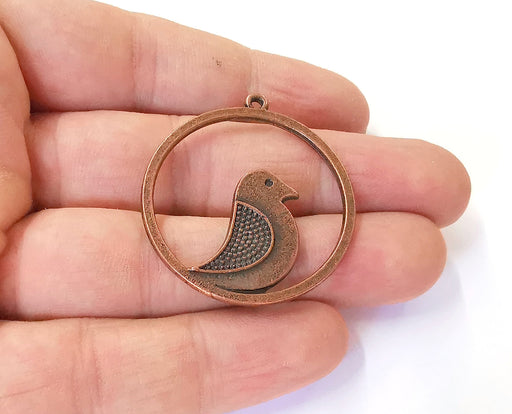 2 Bird charms Antique copper plated charms (41x38mm) G23922