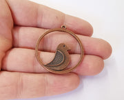 2 Bird charms Antique copper plated charms (41x38mm) G23922