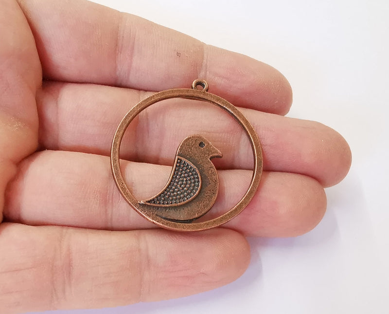 2 Bird charms Antique copper plated charms (41x38mm) G23922