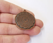 2 Flower pendant Antique copper plated pendant (40x36mm)  G23923